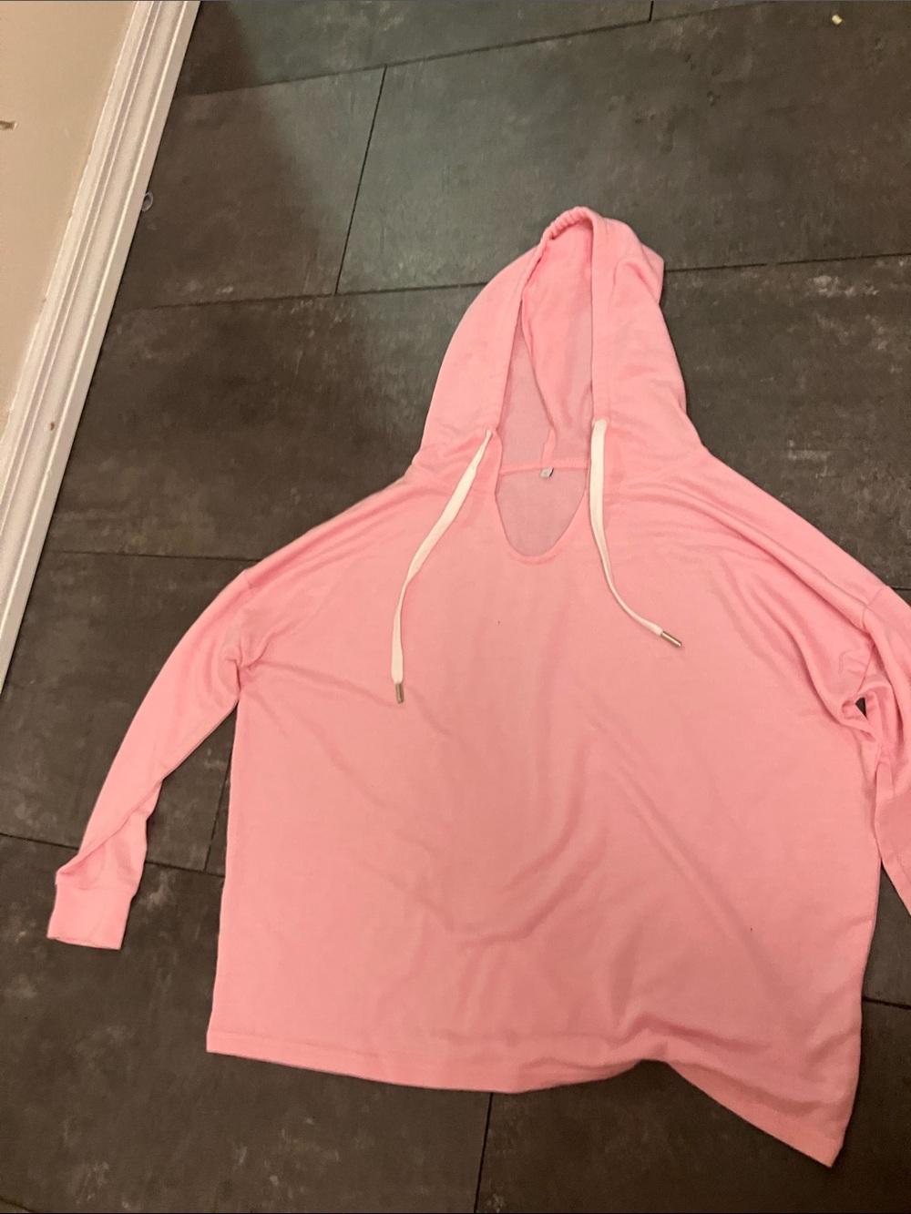 Light Pink Hooded Pullover Sweatshirt
